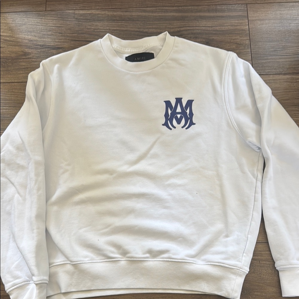 AMIRI White Sweater with Blue Logo